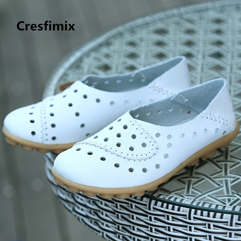 Женские повседневные туфли Cresfimix высокого качества белые дышащие из натуральной