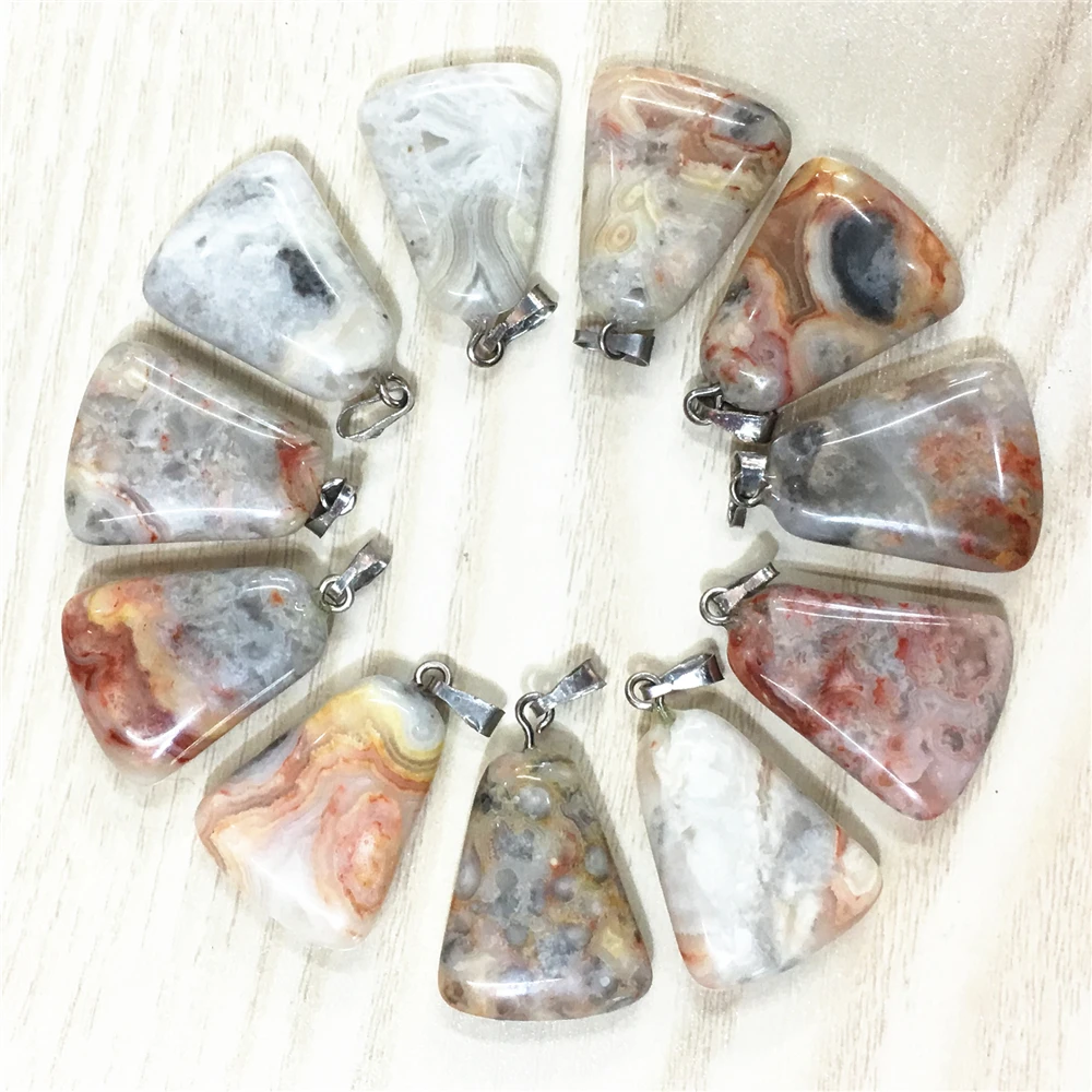 good quality natural stone crazy agates sector fan pendants Trapezoid necklace for jewelry making Wholesale 50pcs dropshipping | Украшения