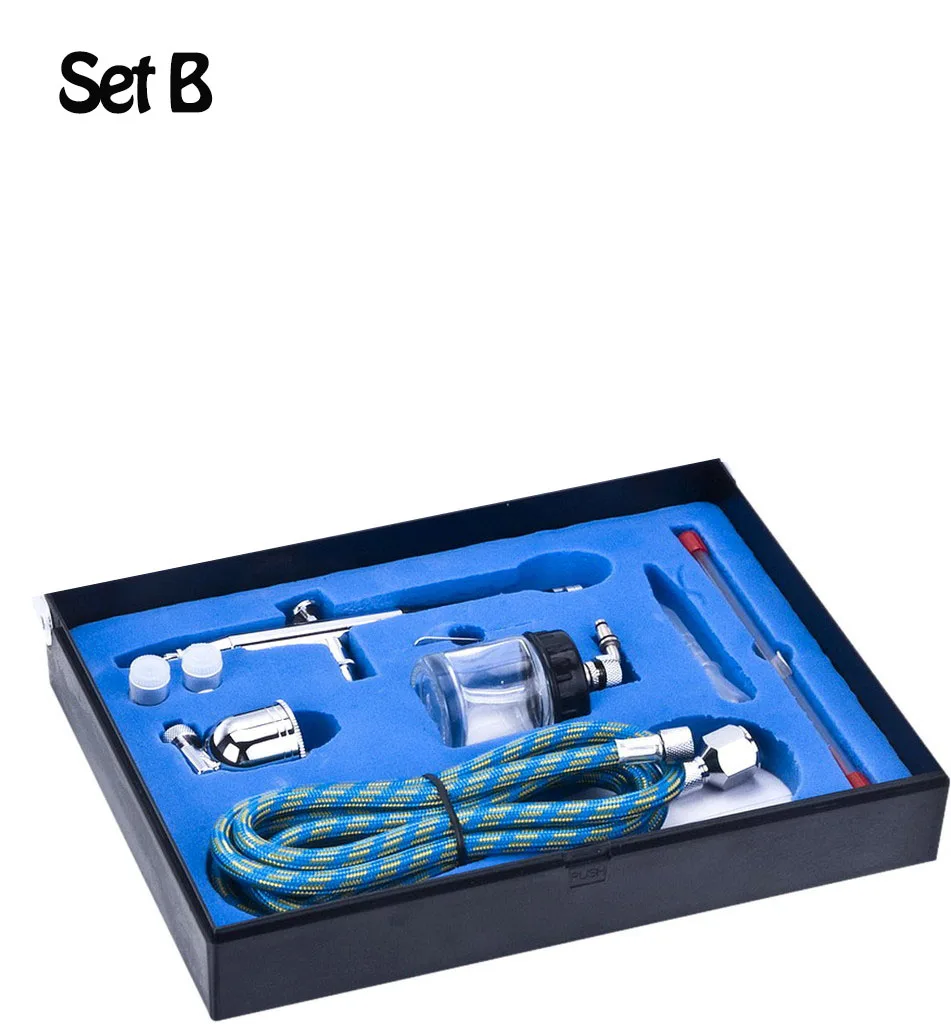Set B 0.3 0.2 0.5mm Onnfang 22cc& 7cc двойного действия Аэрограф пневматический распылитель пистолет комплект Ремесленная краска искусство электроинструменты для набор воздушных компрессоров - Цвет: Set B 0.3 0.2 0.5mm