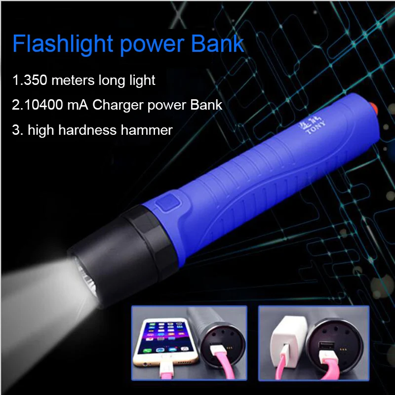 USB Multi function Дайвинг светодиодный фонарик ламповый свет факел power Bank вспышка света