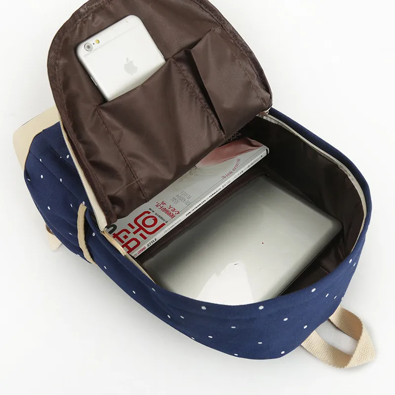 Мода 2017 г. холст точка Для женщин рюкзак комплекты из 3 предметов Обувь для