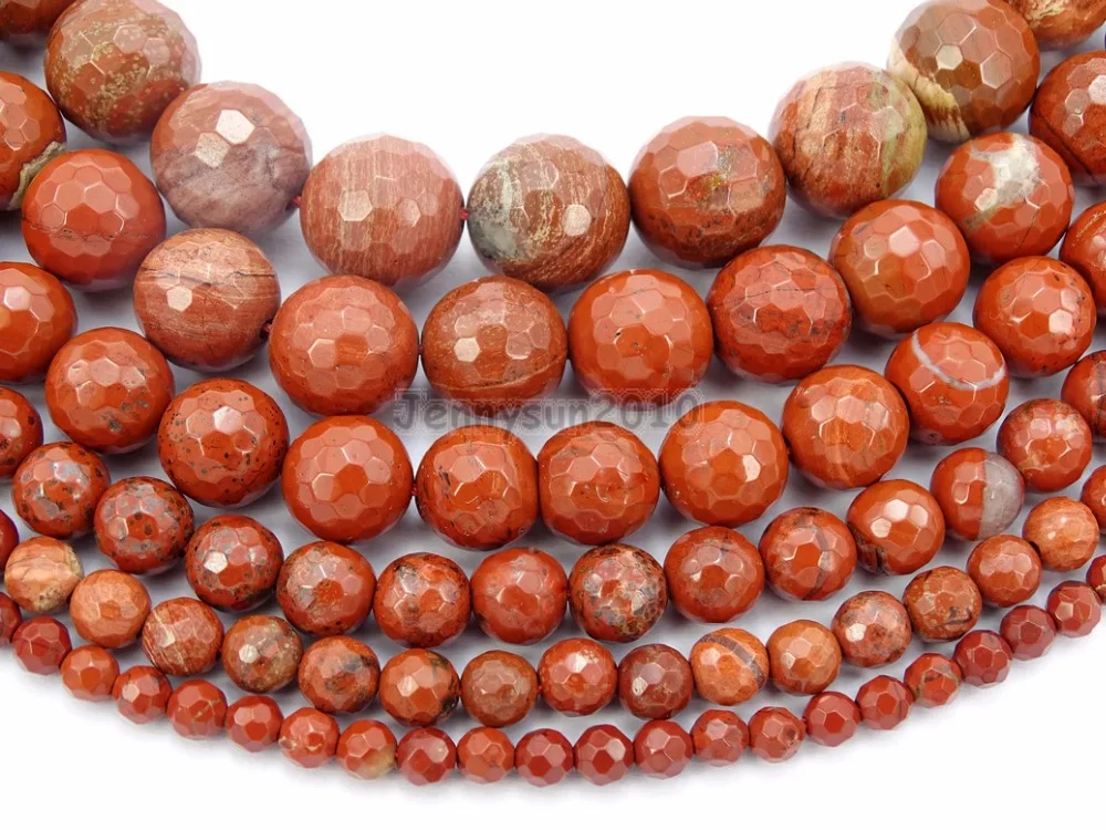 

Natural Red Jas-per Gems Stones Faceted Round Spacer Loose Beads 15.'' Strand for Jewelry Making Crafts 5 Strands/Pack