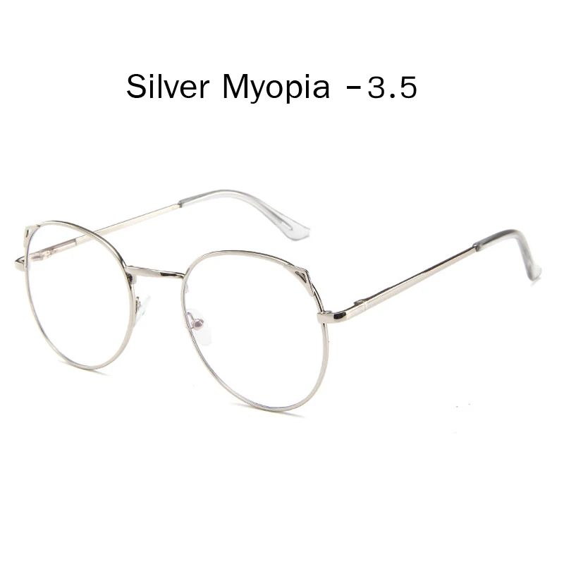 silver myopia 3.5 Zilead кошачьи уши металлические очки для близорукости для женщин и мужчин ясное зрелище близорукое с диоптрией-1.0to-4,0 - Цвет оправы: silver myopia 3.5