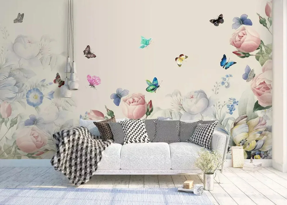 

[Self-Adhesive] 3D Butterfly Roses Garden 4 Wall Paper mural Wall Print Decal Wall Murals