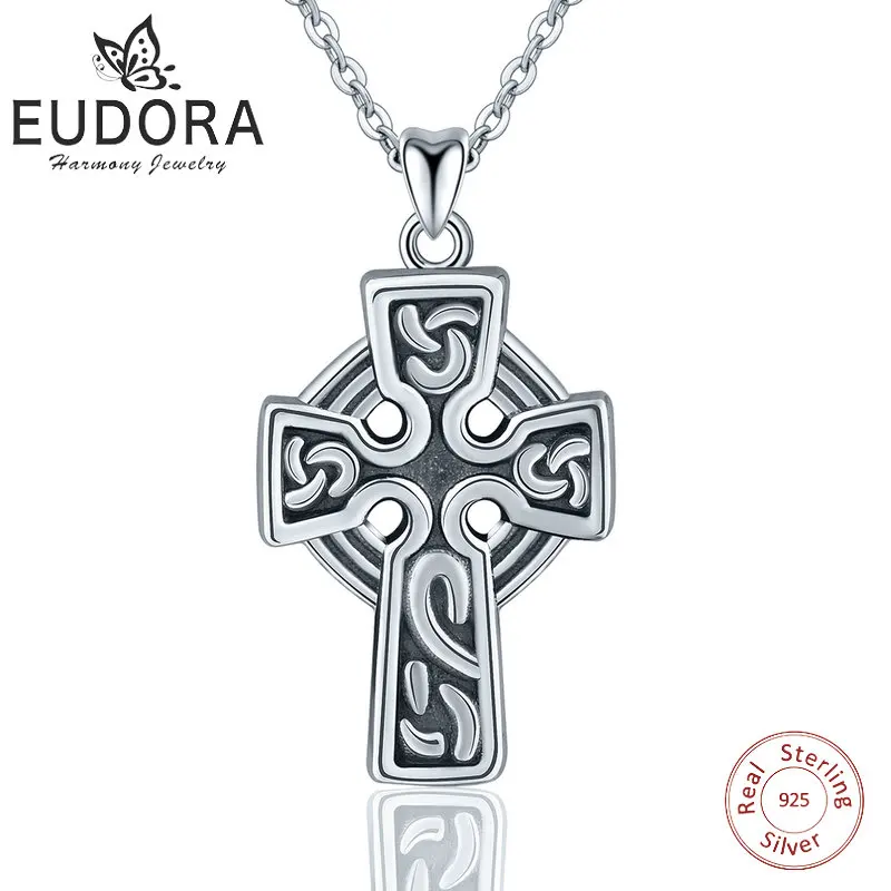 EUBORA, 925 пробы, серебряный крест, подвеска, ожерелье, христианский, старинный серебряный крест, ожерелье, Религиозные ювелирные изделия для женщин, лучшие подарки