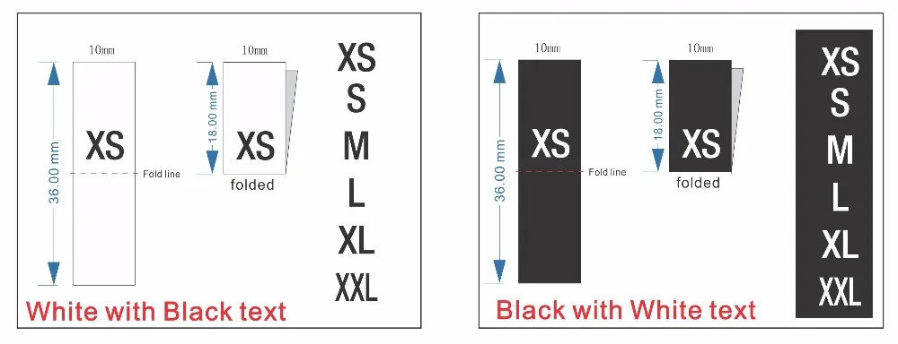 Белые тканые черные XS-XXXL этикетки с высокой плотностью 100 шт./партия одежда