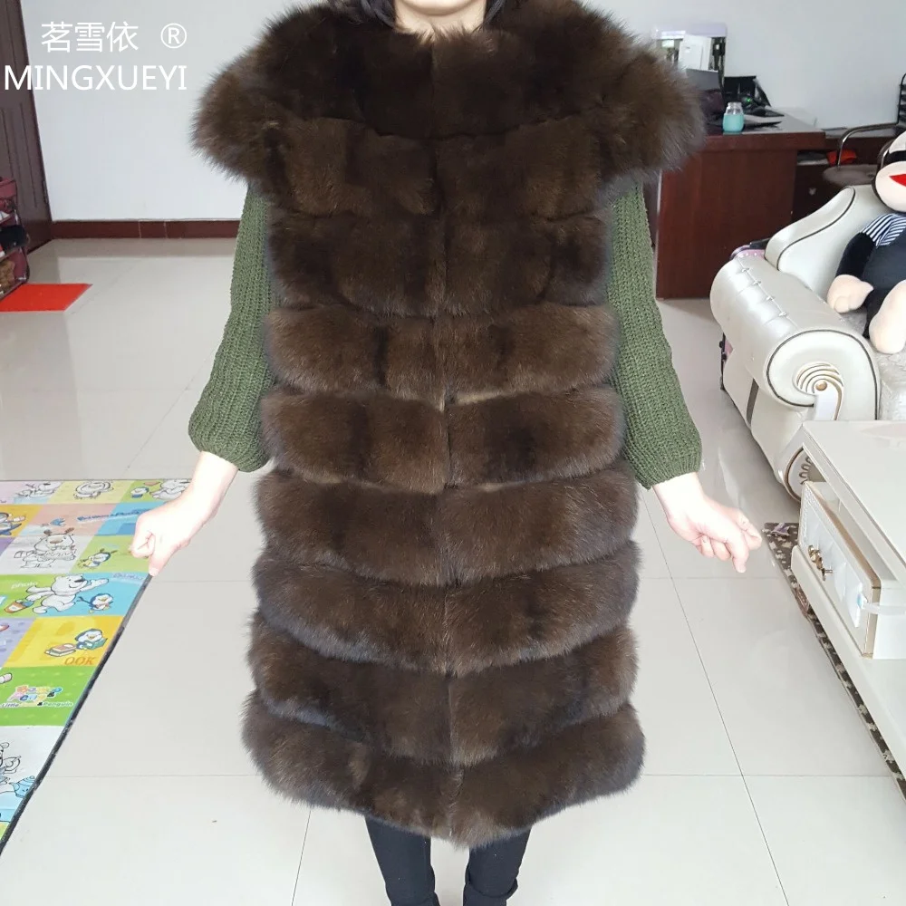 Шуба женская из натурального синего лисьего меха зимняя теплая