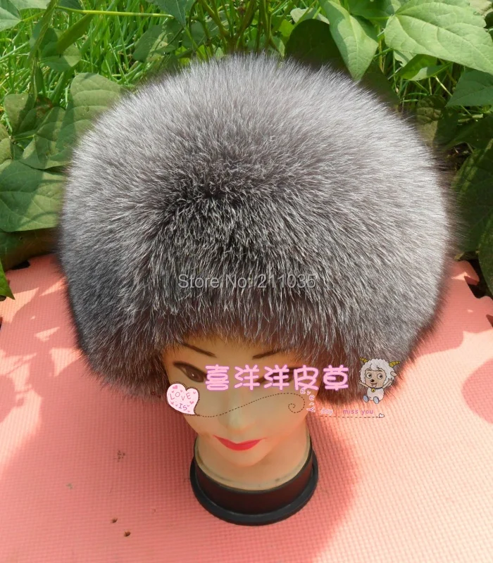 Women Winter Plus Size High Quality Thicken Fox Fur Skullies & Beanies Hats Man Oversized Protective Ear Warm Ink Fur Caps