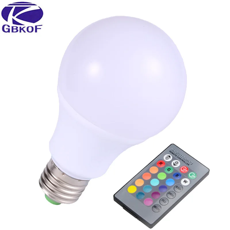 GBKOF E27 RGB светодиодный светильник 3 Вт 5 10 110 В 220 16 цветов с пультом дистанционного