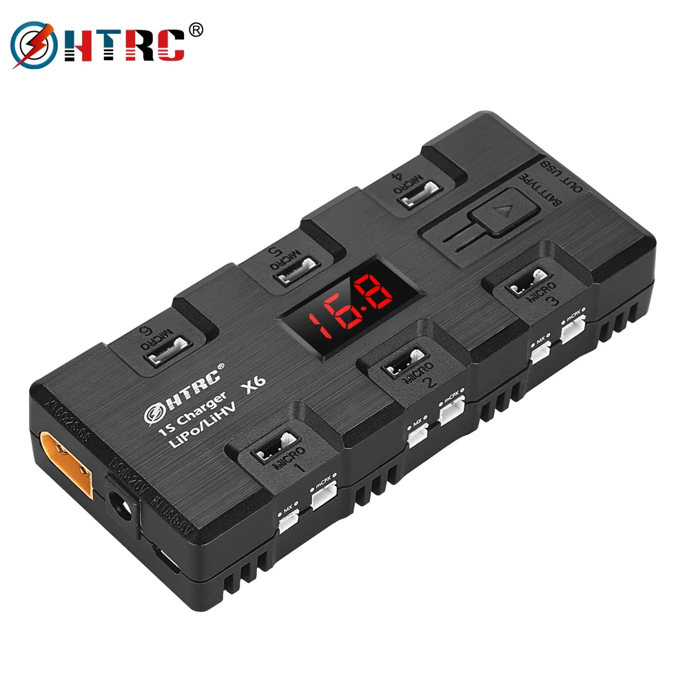 HTRC 5V 1S Lipo LiHv зарядное устройство Многофункциональный 6 каналов зарядки с Micro MX MCPX