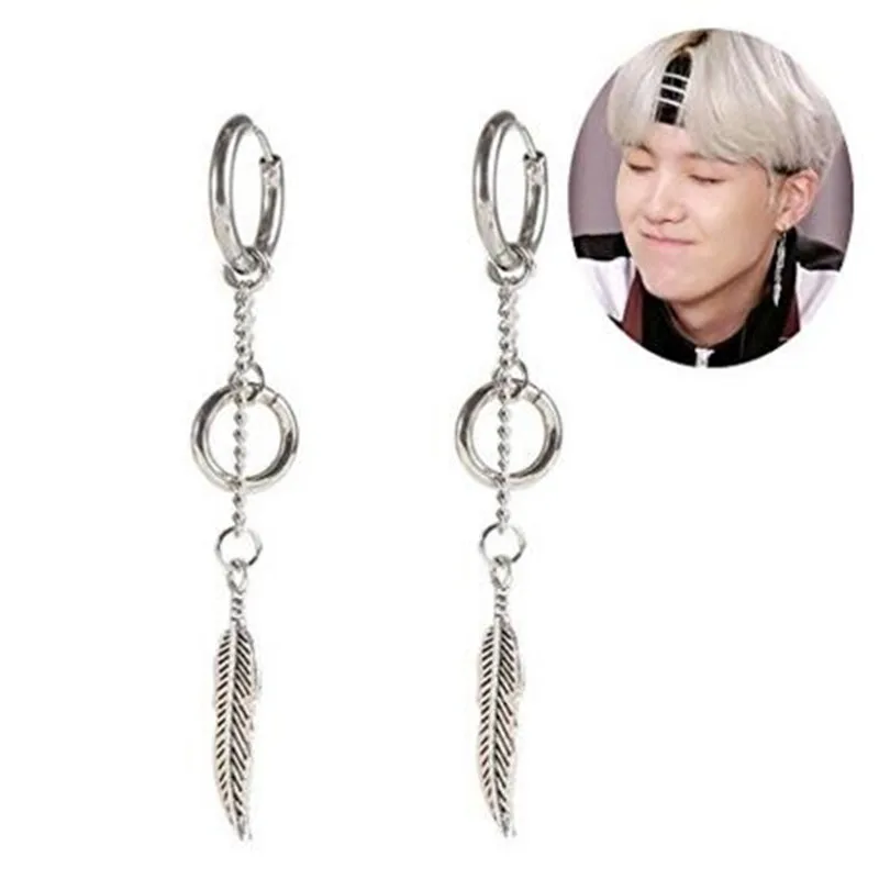 1 пара в серьги ДНК Корейском стиле виде колец Длинные мужские Bangtan Boys V серьга DNA