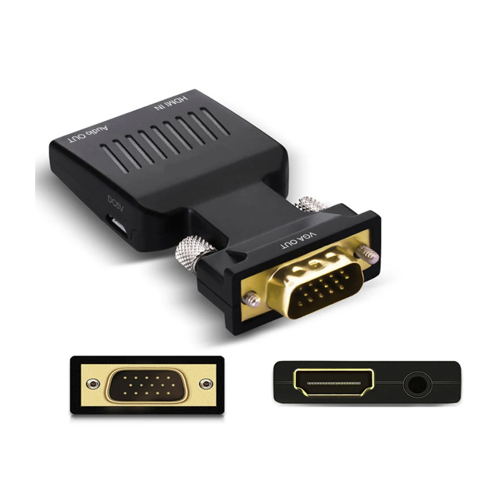 1080P видео конвертер VGA папа к HDMI Женский с аудио кабель питания Поддержка USB