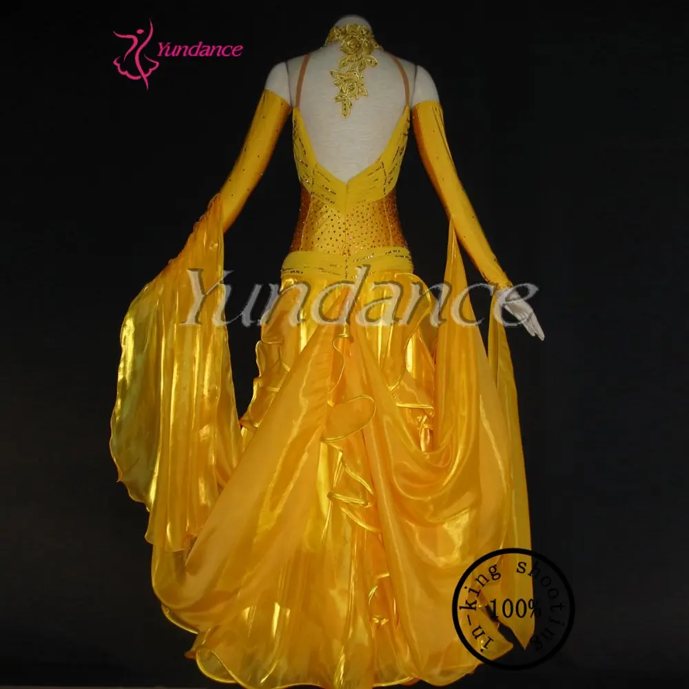 

New Performance Golden Yellow Waltz Tango Dance Wear B-1179