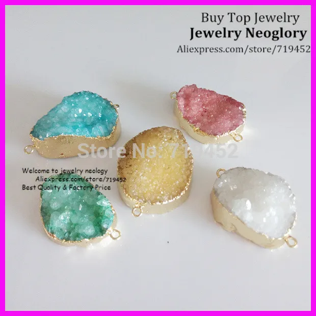 6 шт уникальные цвета: золотистый Серебристый покрытием Природа Агат камень