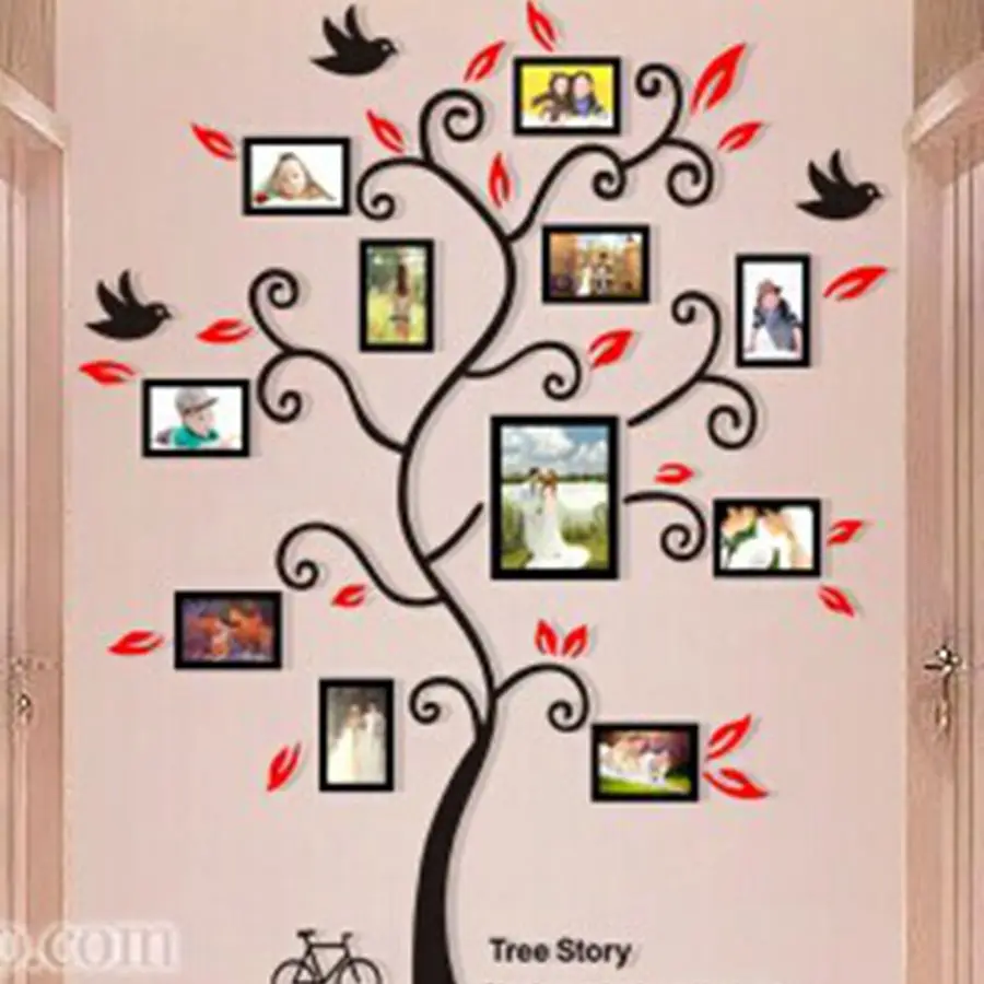3D кристалл акриловое трехмерное семейное дерево фото наклейки на стену в раме