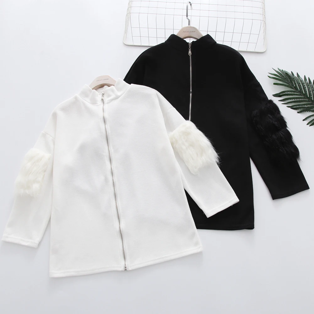 Women Oversized Sweater Turtle Neck Fur Sleeve Black White Autumn Winter Knited Pullover femme pull back zipper | Женская одежда