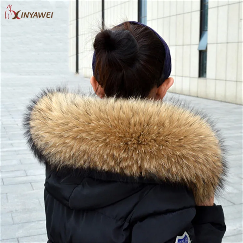 

Free Shipping Winter 100% Raccoon Fur Collar Warm Scarf For Women Coat Straight Detachable Raccoon Fur Collar Accessories