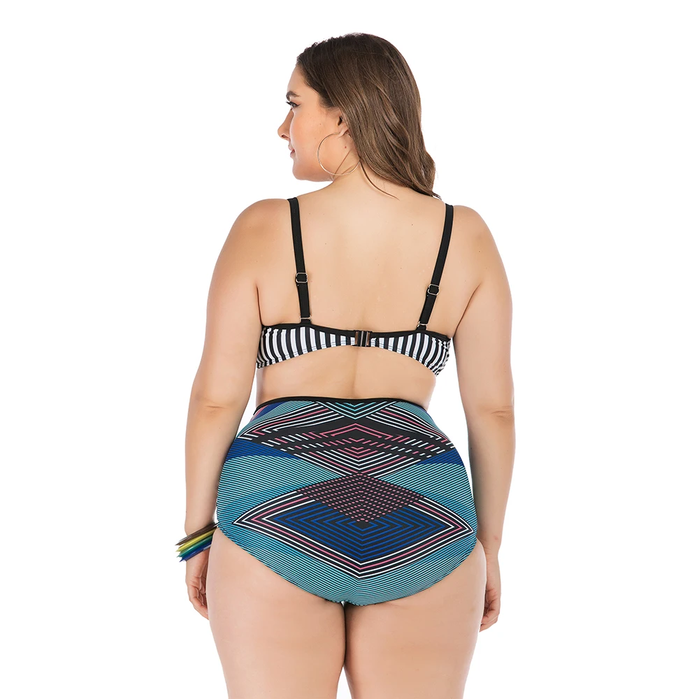 

AONIHUA Sexy Bikinis 2019 stripe Swimsuit Backless Female Swimsuit Women Plus Size Swimwear High Waist Beach Bikini 6646
