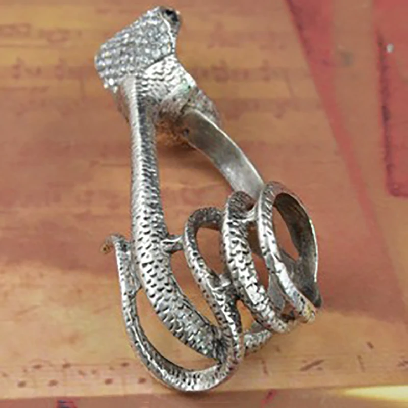 Женское кольцо в форме змеи классическое с двумя пальцами и тремя розовое золото