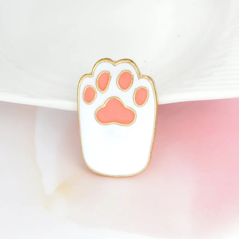 paw print-white Qihe ювелирные изделия кошка в коробке коллекция булавок лапа кошка печать Броши Кот нагрудные булавки значки с котенком для женщин девушка животное Любовник Ювелирные Изделия - Окраска металла: paw print-white