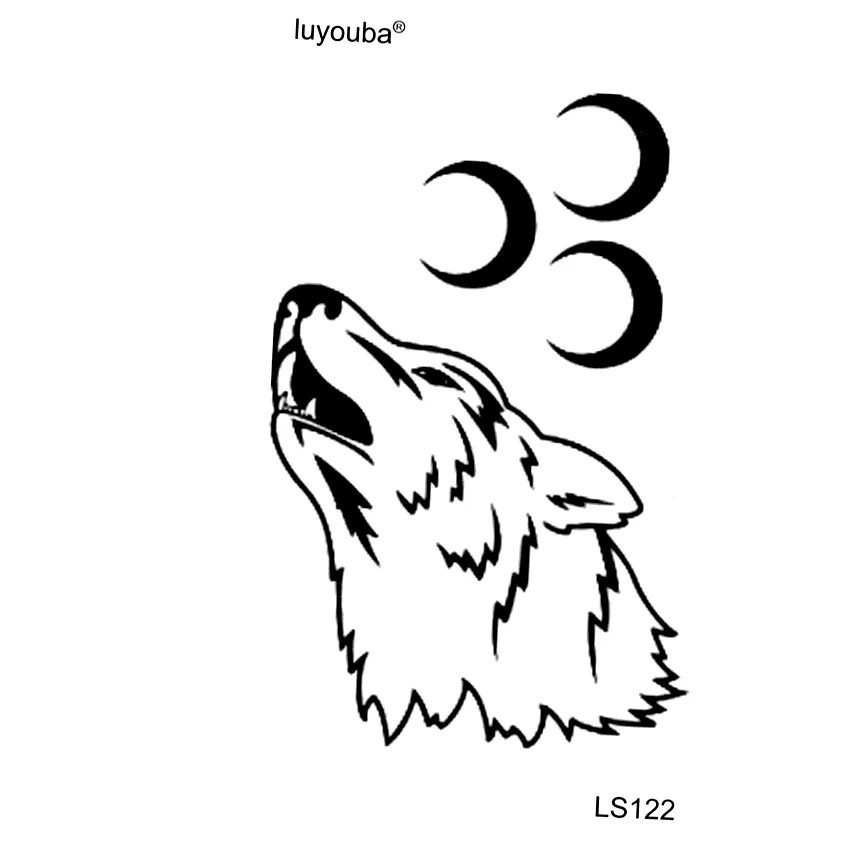 

30pcs Moon And Wolf Waterproof Temporary Tattoos Men Lone wolf Roaring Moon Harajuku Faux Tatouage Temporaire Tatoo Stickers