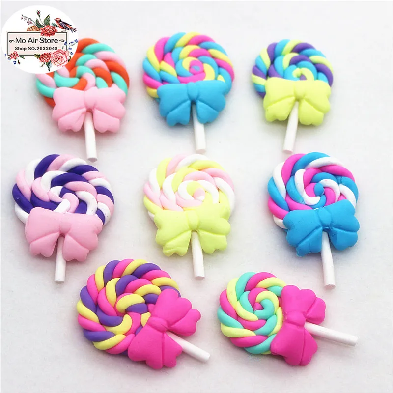 10 шт. Полимерная глина ручной работы леденец с плоским основанием кабошон