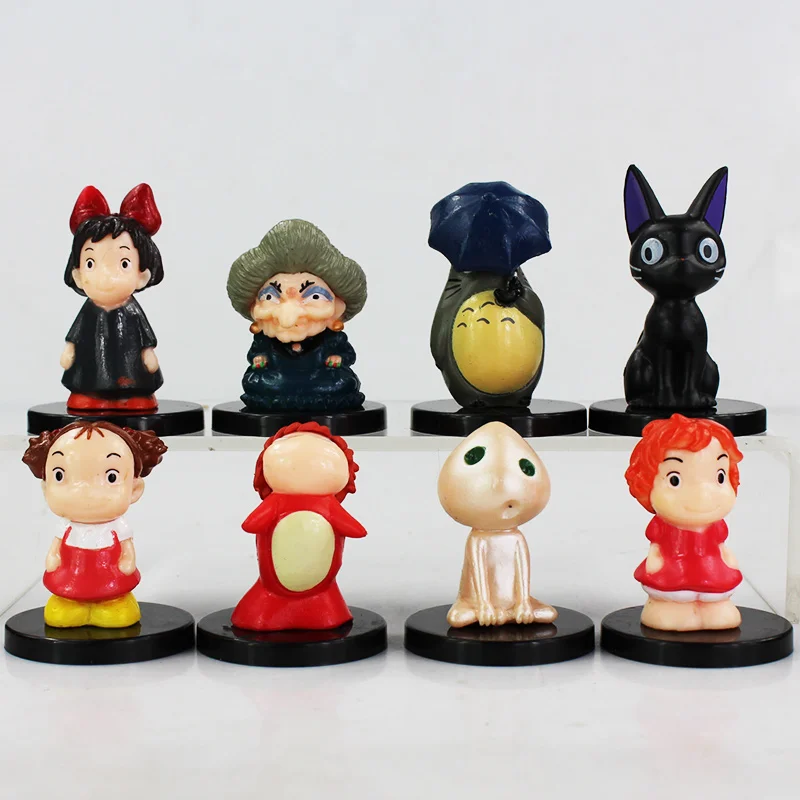 

8Pcs/Lot Miyazaki Hayao Movie My Neighbor Totoro Kiki's Delivery Service Jiji Princess Mononoke Ponyo PVC Figures