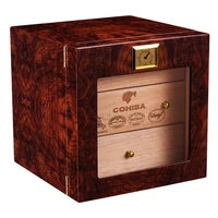 cohiba cigar humidor with hygrometer humidifier spanish cedar wood humidor cabinet storage box fit 50 cigars 3 layer luxury