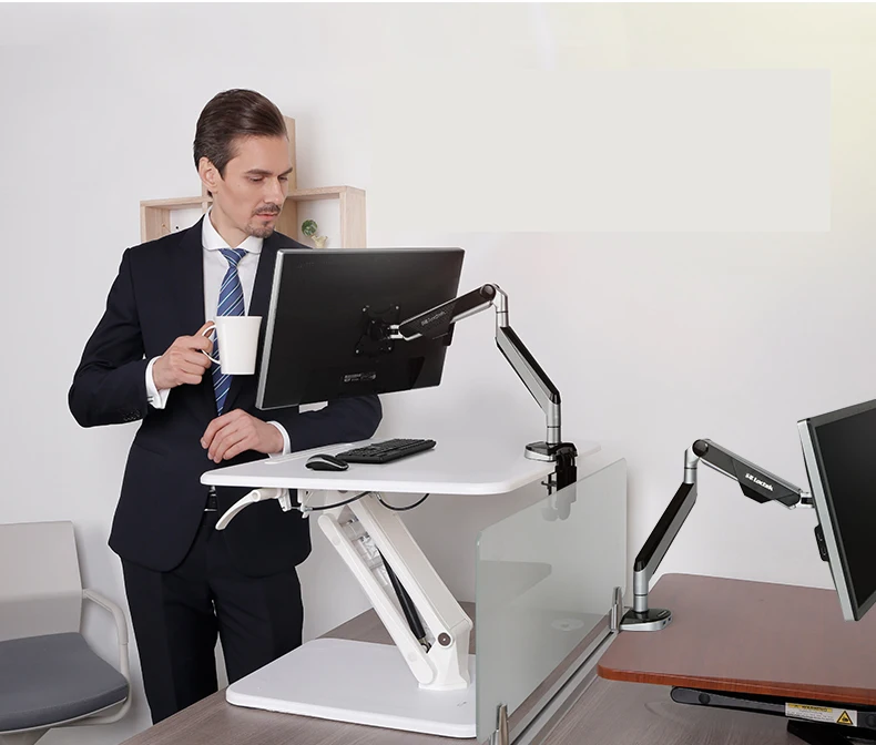 Loctek M3S Sit Stand Desk Riser Easy Up Height Adjustable Computer Laptop Desk with Foldable Keyboard Holder 68x52cm