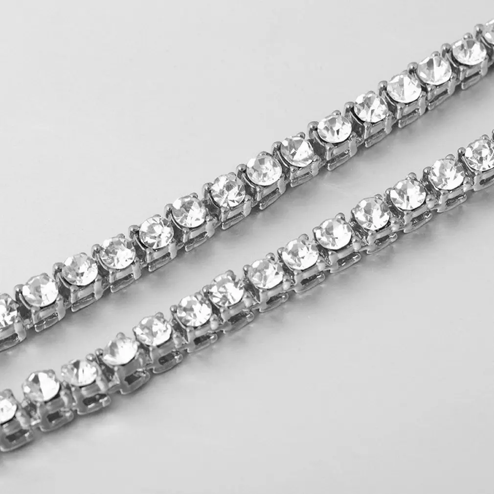 Модный мужской серебряный цвет 1 ряд Iced Out Имитация Большой Bling длинное ожерелье со стразами хип-хоп стиль