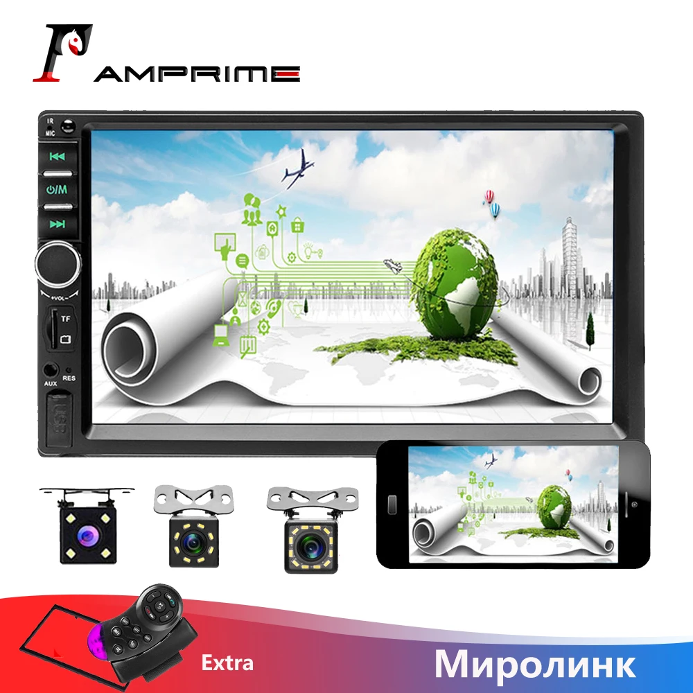 Автомагнитола AMprime 2 din 7 &quotHD плеер Bluetooth рулевое колесо Управление мультимедиа