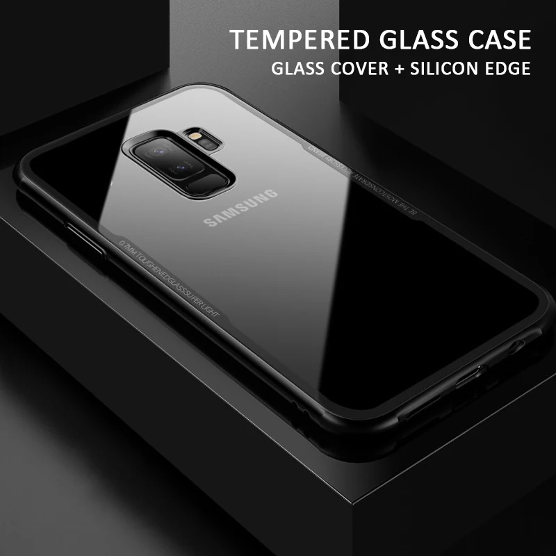Закалённое Защитное стекло для samsung S9 плюс Чехол бампер на Galaxy + S9plus Мягкие TPU ясно