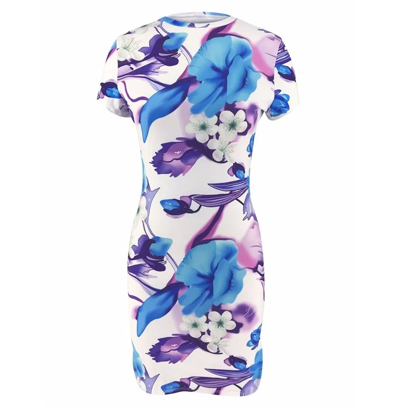 

Oufisun 2020 Summer New Vintage Mini Dress Casual Floral Printed O-neck Short Sleeve Bodycon Dress Sexy Empire Waist Dresses
