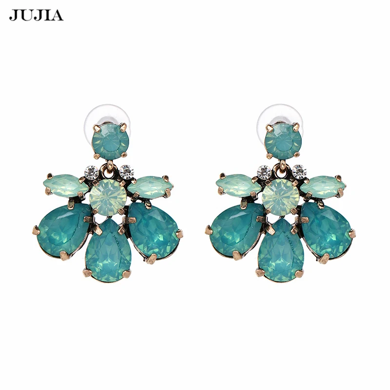 

Wholesale 6 Colors Beautiful Austrian Crystal Earring CZ Stone Drop Earrings Statement Fashion Jewelry Wholesale