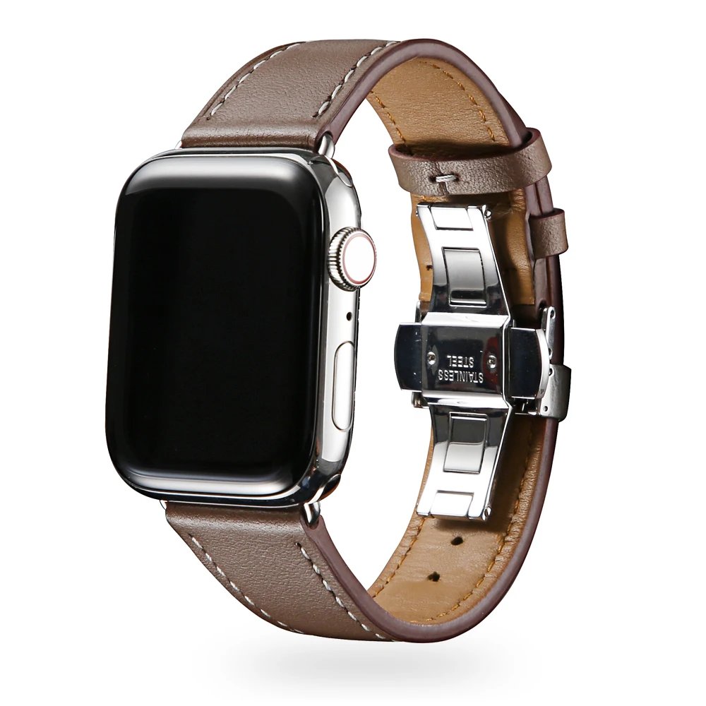 Кожаный ремешок для Apple watch band 4 44 мм 40 мм aplle iwatch correa 42 мм 38 мм 3 2 Бабочка Пряжка ремешок для наручных часов браслет ремень