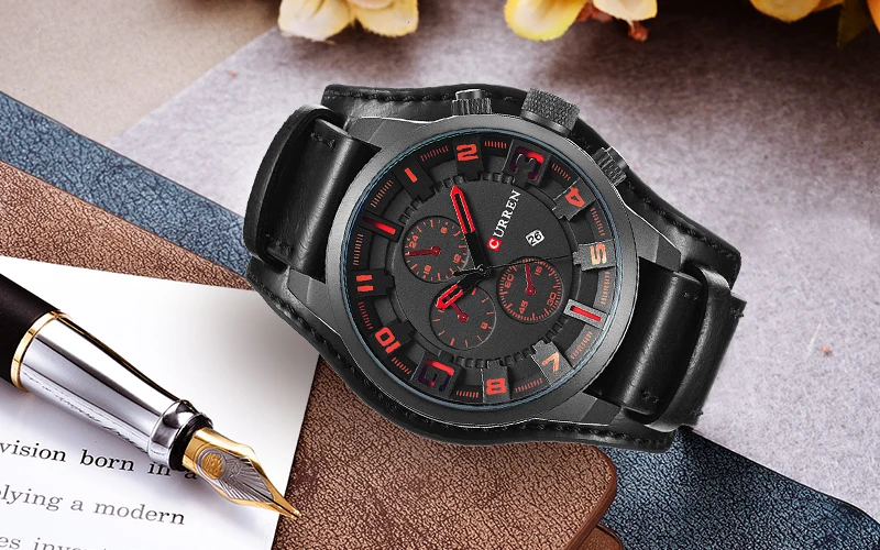 Часы наручные Curren Мужские кварцевые брендовые Роскошные спортивные