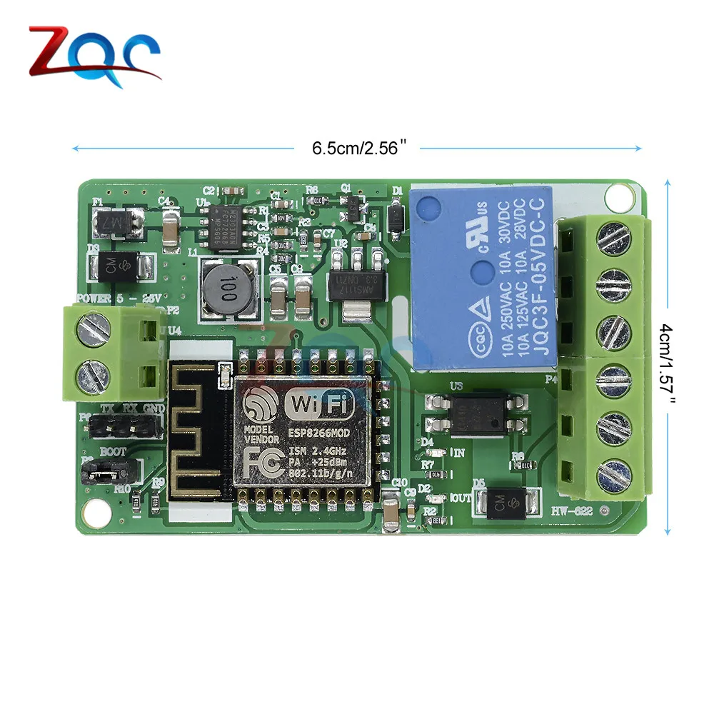 Релейный модуль ESP8266 10 А 220 В сетевое реле Wi-Fi вход постоянного тока 7 ~ 30 в |