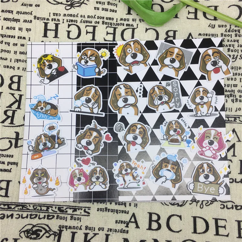 

40 PCS/box New Cute fashion dog Paper Sealing Stickers Crafts And Scrapbooking Decorative sticker DIY Stationery