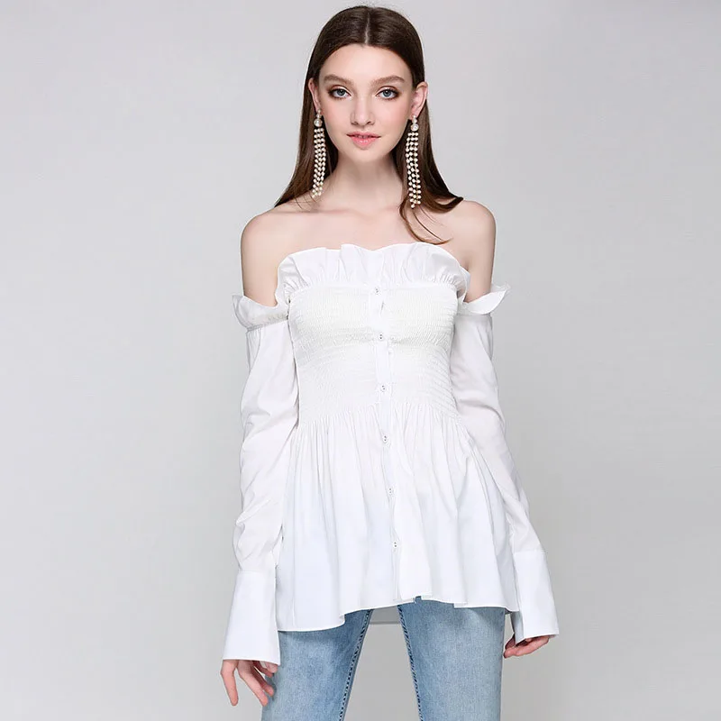 2017 Для женщин Рубашки для мальчиков с открытыми плечами Блузки малышек глубокий
