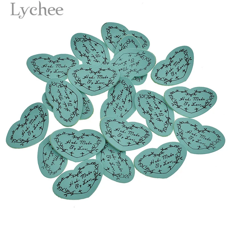 Lychee Life 20 шт. бирки ручной работы в форме сердца из искусственной кожи цветные
