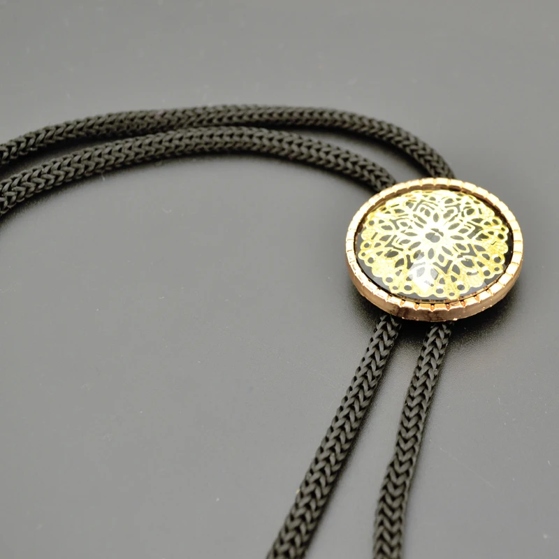 

Unisex Jewelry Fashion Flower Round Pendant Necklaces Dance Bolo Tie Western Cowboy Rope Belt Necktie For Men And Women