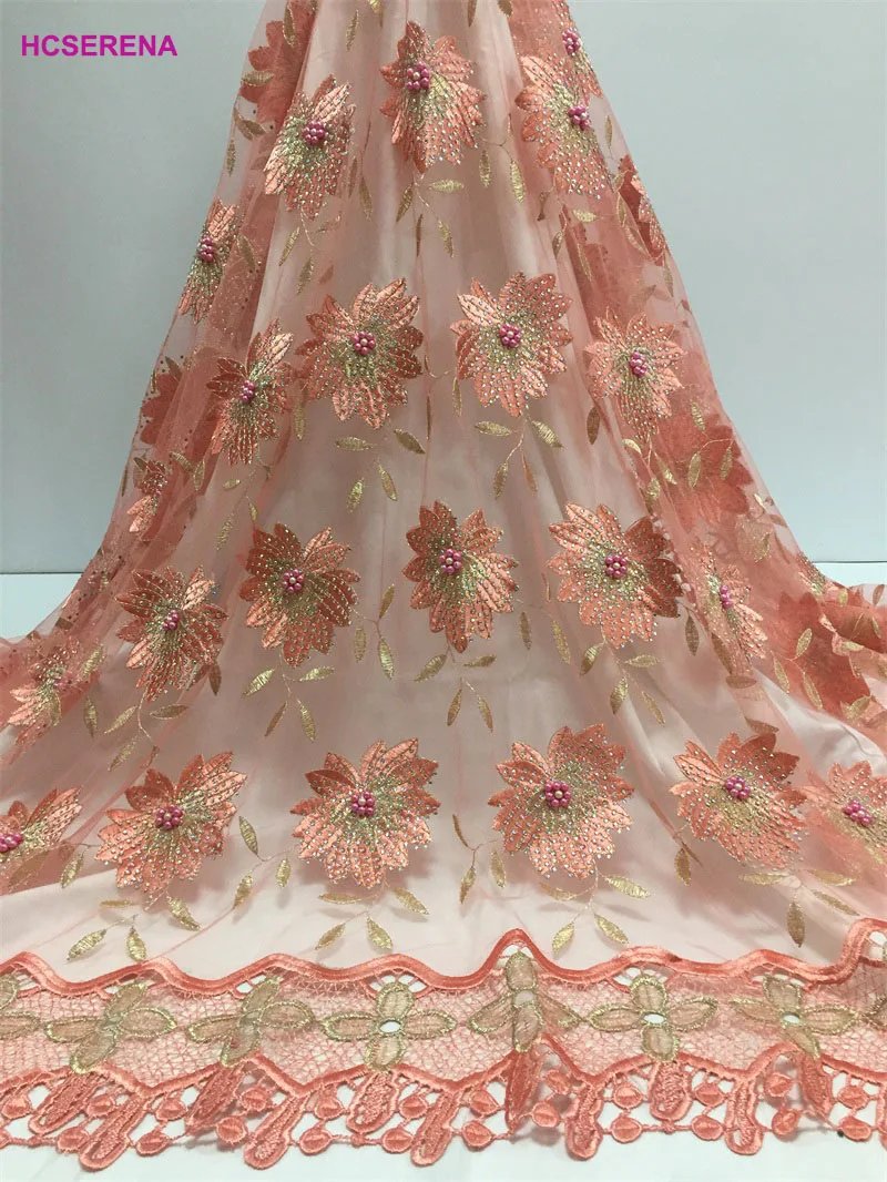 Африканские кружевные ткани для свадьбы 2018 французские сетчатые с бусинами