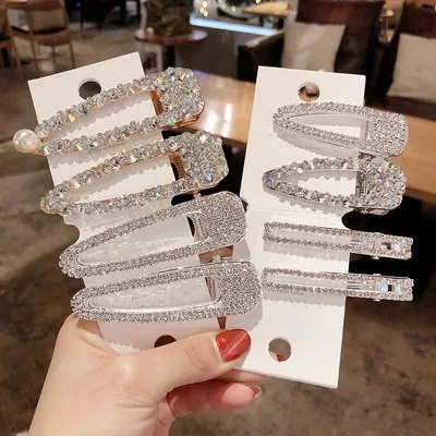 

Full Crystal Hairpins Woman Hair Accessories Pearl Hair Clips Korean Style Hair Grip Girls BB Clips Barrettes Drop Shipping