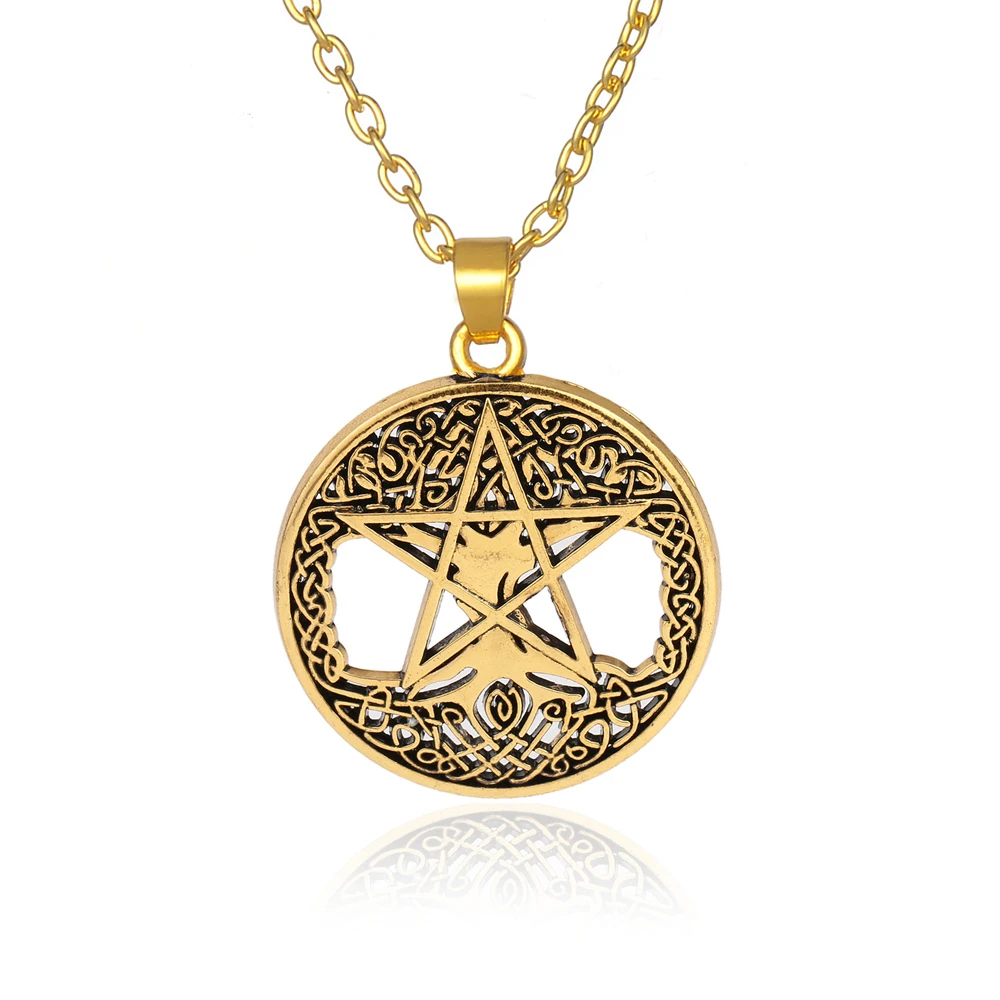 Teamer винтажный кулон с регулировкой Wicca Pentagram Yggdrasil Pentacle Talisman Amulet золотого и