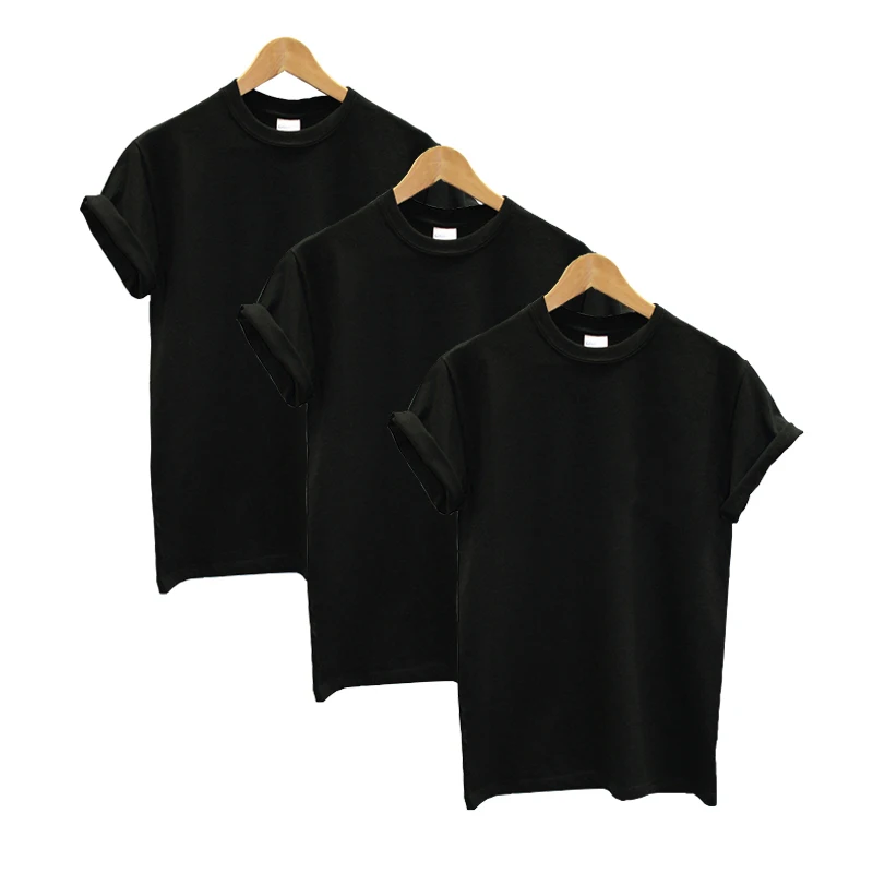 Black-Black-Black 3 шт. Футболка женская хлопок короткий рукав Твердые Летние топы Новое поступление модные женские футболки размера плюс брендовая одежда - Цвет: Black-Black-Black