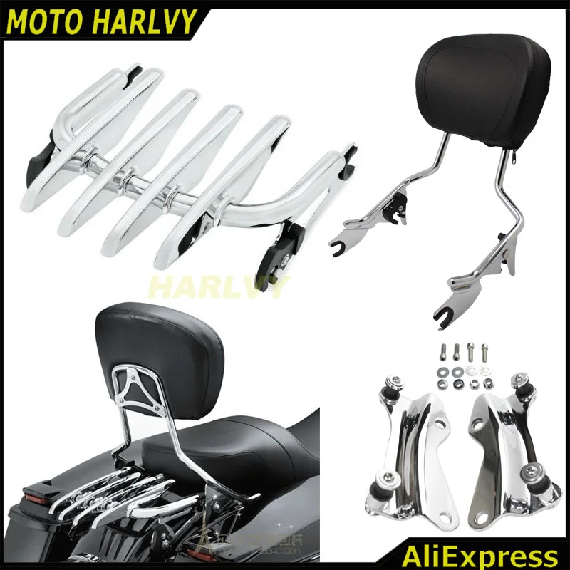 Розовый Регулируемая спинка Sissy бар стелс багажная стойка для Harley Davidson Touring 2009- Electra Glide Road King Street Glide - Цвет: Розовый