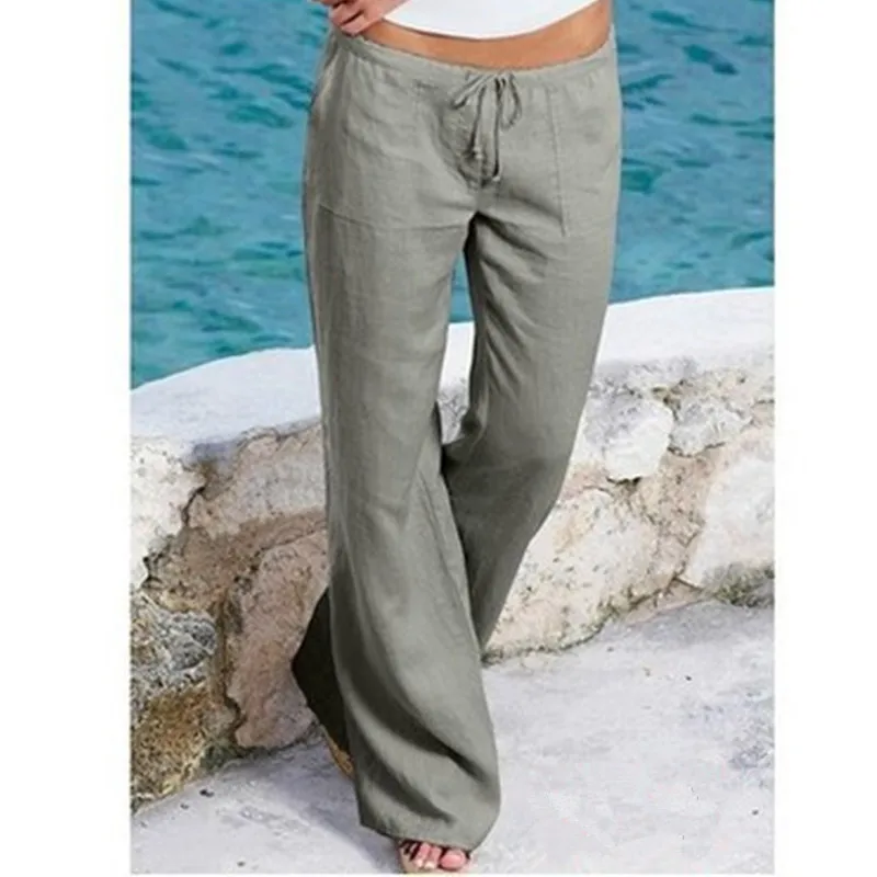 Дропшиппинг 2018 женские брюки однотонные повседневные со средней талией