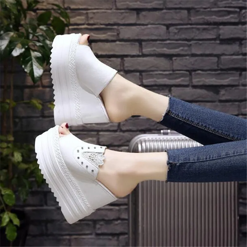 Летняя обувь женская на платформе тапочка 15 см каблуке zapatos mujer женские шлепанцы |