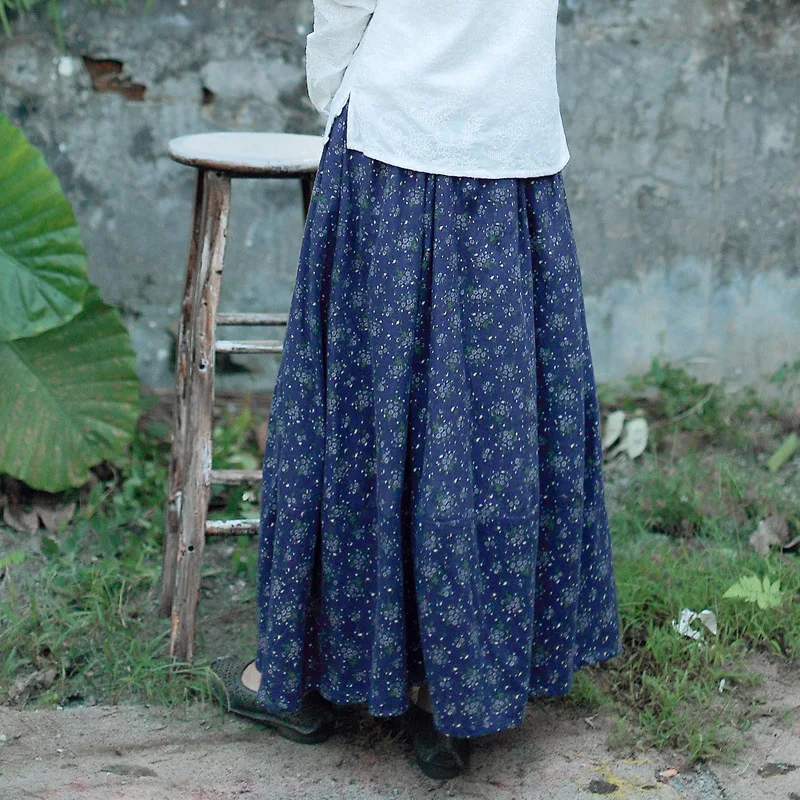 Женская плиссированная юбка из хлопка и льна элегантная Весенняя длинная длиной