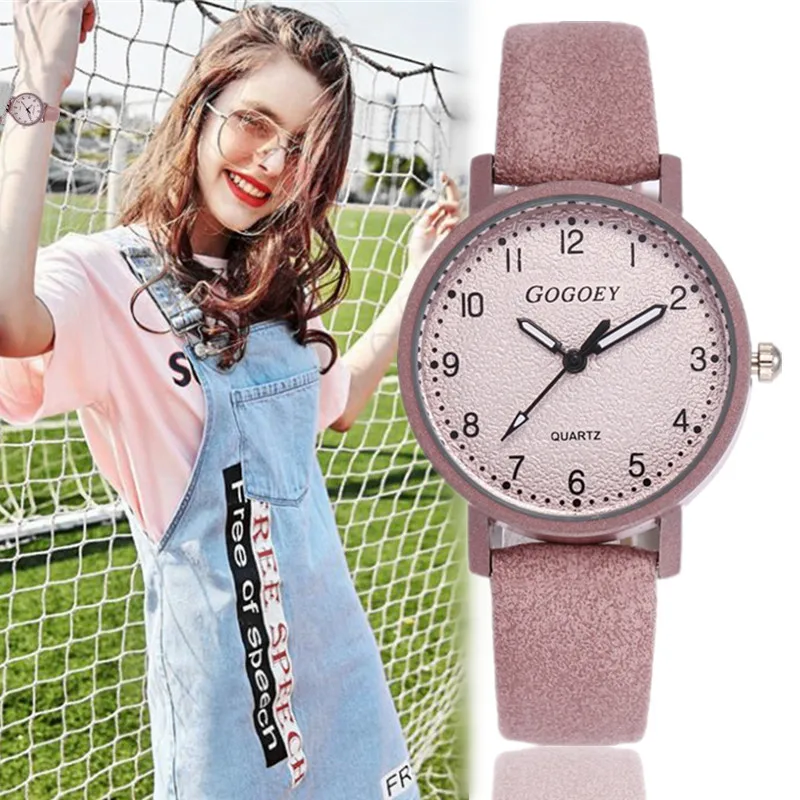 

zegarek damski 2020 New Stylish Ladies Watches Leather Watchband Cute Pink Quartz Wristwatches montre femme